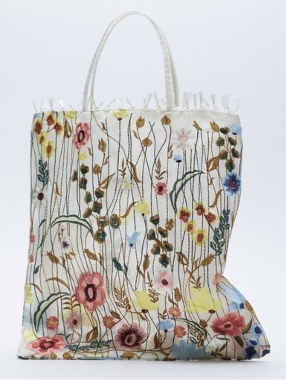 Zara Tulle Floral Embroidery Bag/Tote